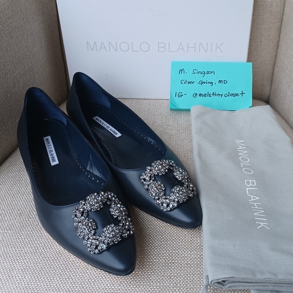 Manolo Blahnik Shoes - Authentic Brand New Manolo Blahnik Leather Hangisi Flats